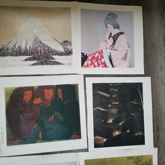 Asian Prints Full Color Art Pictures Frameable Vintage Calendar Book Pages VTG - Picture 8 of 16